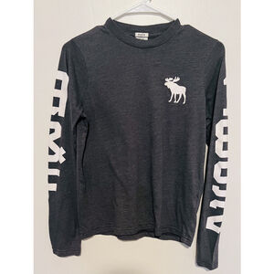 Abercrombie & Fitch T Shirt Boys XL Gray Muscle Gray Logo Long Sleeve Tee Kids
